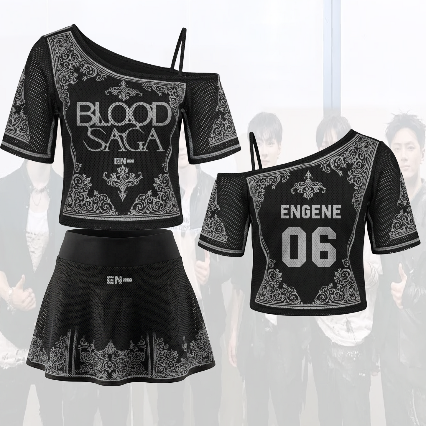 Gothic Princess Blood Saga Enhypen World Tour Tour Off Shoulder Mesh