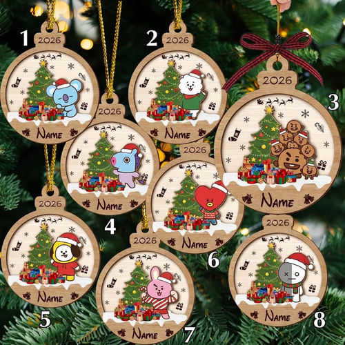 Custom Bangtan Christmas Shaker Ornament BT21 Christmas Ornament Gift For Army