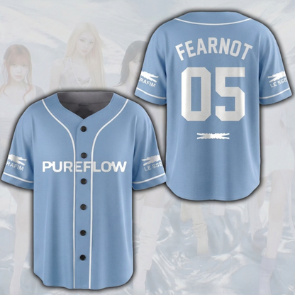 Pureflow World Tour Le Sserafim Blue Baseball Jersey Fan Edition