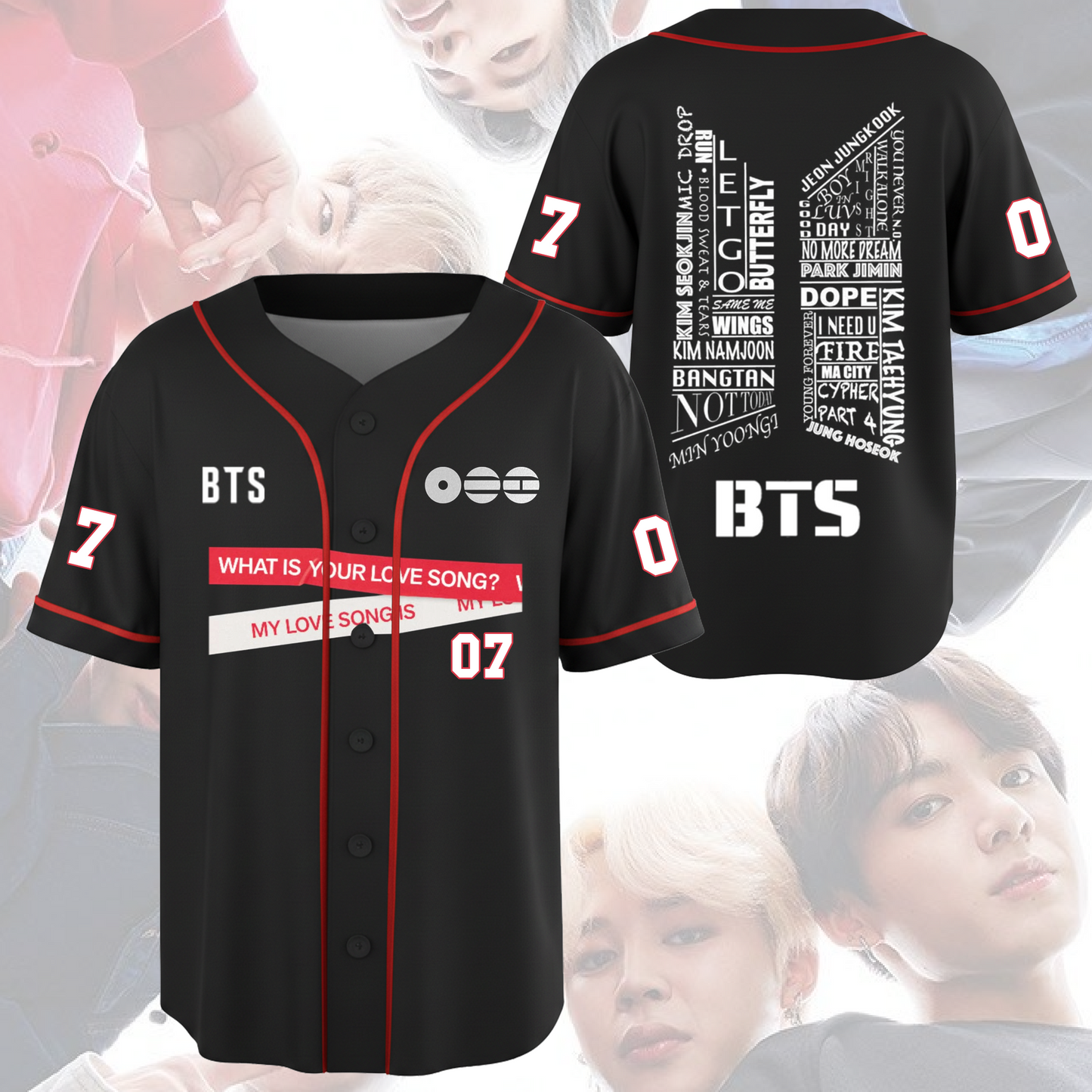 BTS What IS Your Love Songs Arirang World Tour Baseball Jersey