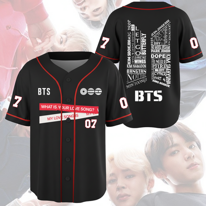 BTS What IS Your Love Songs Arirang World Tour Baseball Jersey