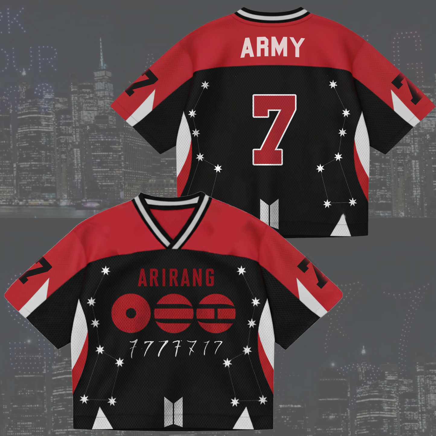 BTS Seven Star Tatoo Arirang Tour Mixed Mesh Jersey Gifts For Army
