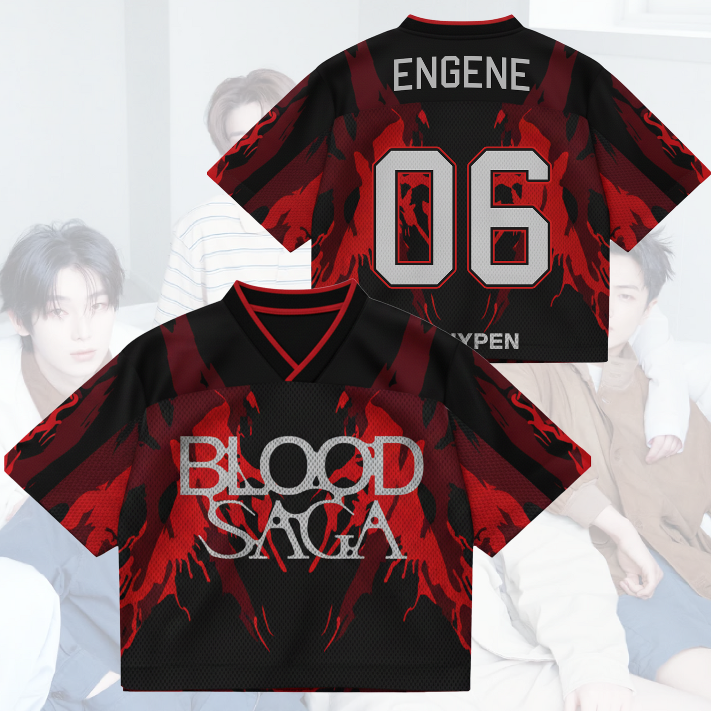 Crimson Awakening Blood Saga Enhypen World Tour Mixed Mesh Jersey