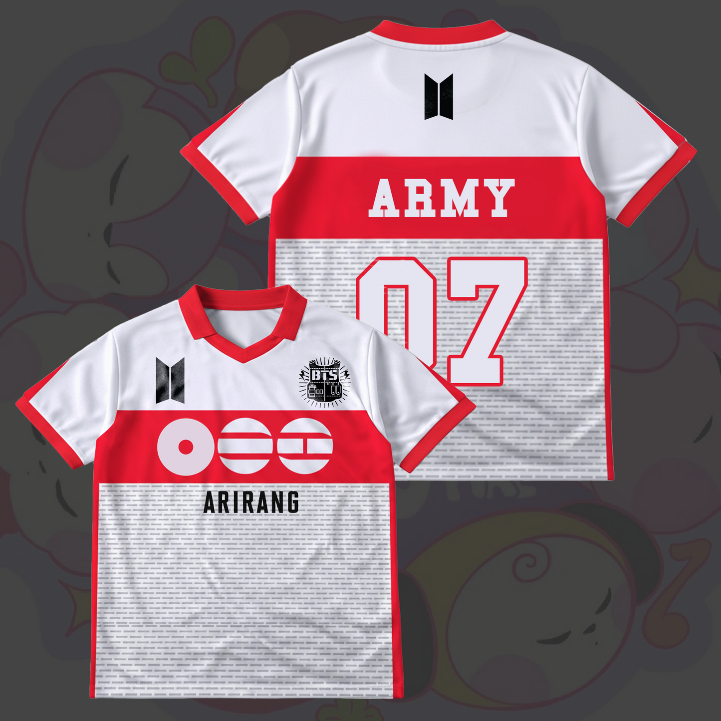 BTS Red Arirang Tour Winged Neck Baseball Shirt
