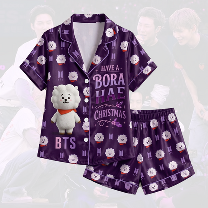 BTS Jin BT21 Borahae Christmas Cute Pajama Set