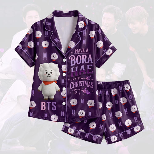 BTS Jin BT21 Borahae Christmas Cute Pajama Set