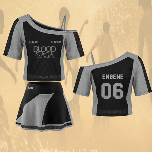 Sporty Enhypen Blood Saga  World Tour Tour Off Shoulder Mesh