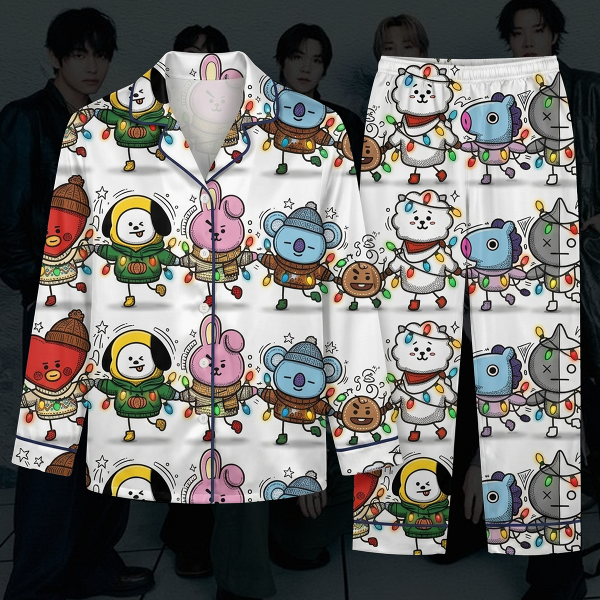 BTS J-Hope BT21 Borahae Weihnachts-Pyjama-Set (süß)
