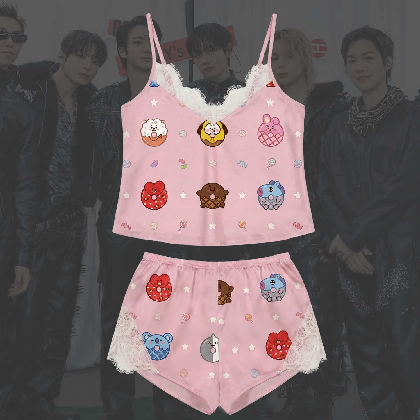 BTS Late Night Donut Lace Cami Sleepwear Gift For Lovers