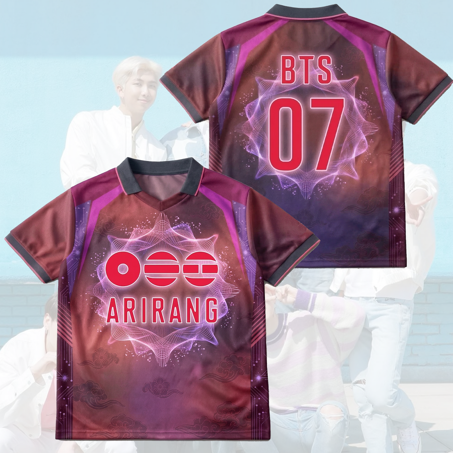 Stunning BTS World Tour Football Jersey Winged Neck Shirt