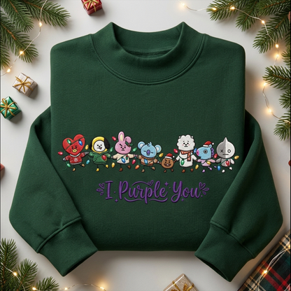 BTS I Purple You Christmas Embroidered Mockneck Sweatshirt Gift For Army