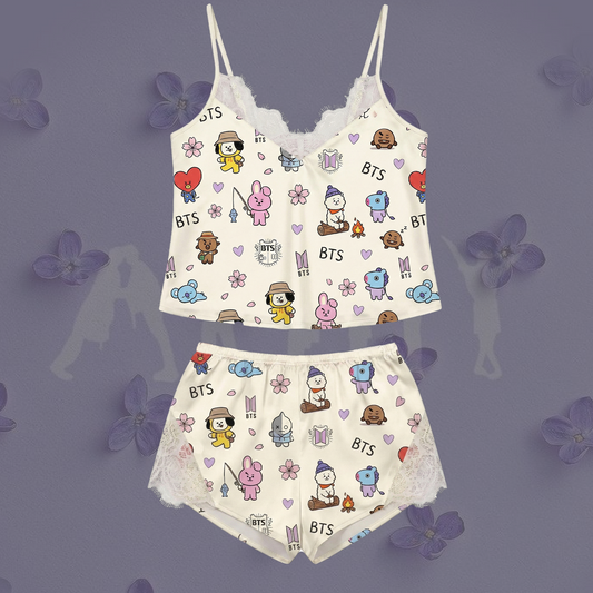 Bt21 Sakura Bts Lace Cami Sleepwear Gift For Fans