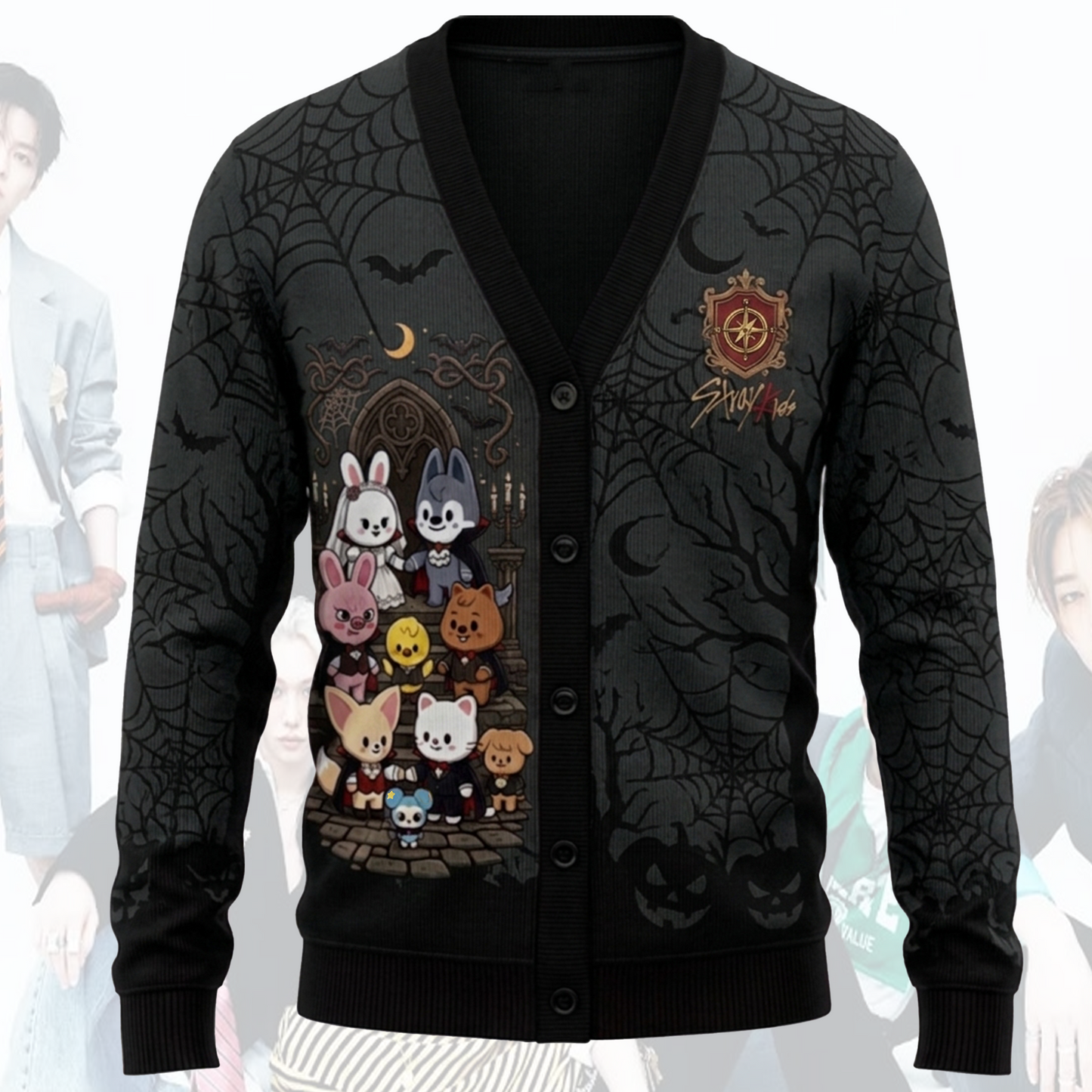 SKZOO Spiderweb Funny Wedding Halloween Cardigan for Stray Kids Fan
