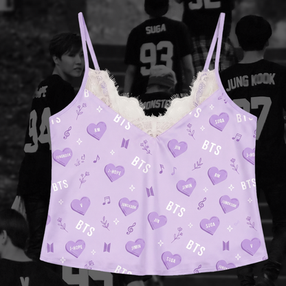 Purple Heart Bts Lace Cami Sleepwear Gift For Fans