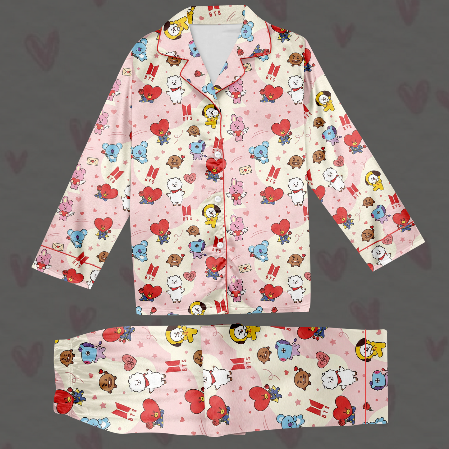 Lovely BTS Valentine BT21 Pajama Set Gift For Lovers