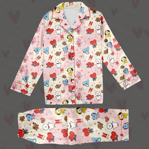 Lovely BTS Valentine BT21 Pajama Set Gift For Lovers