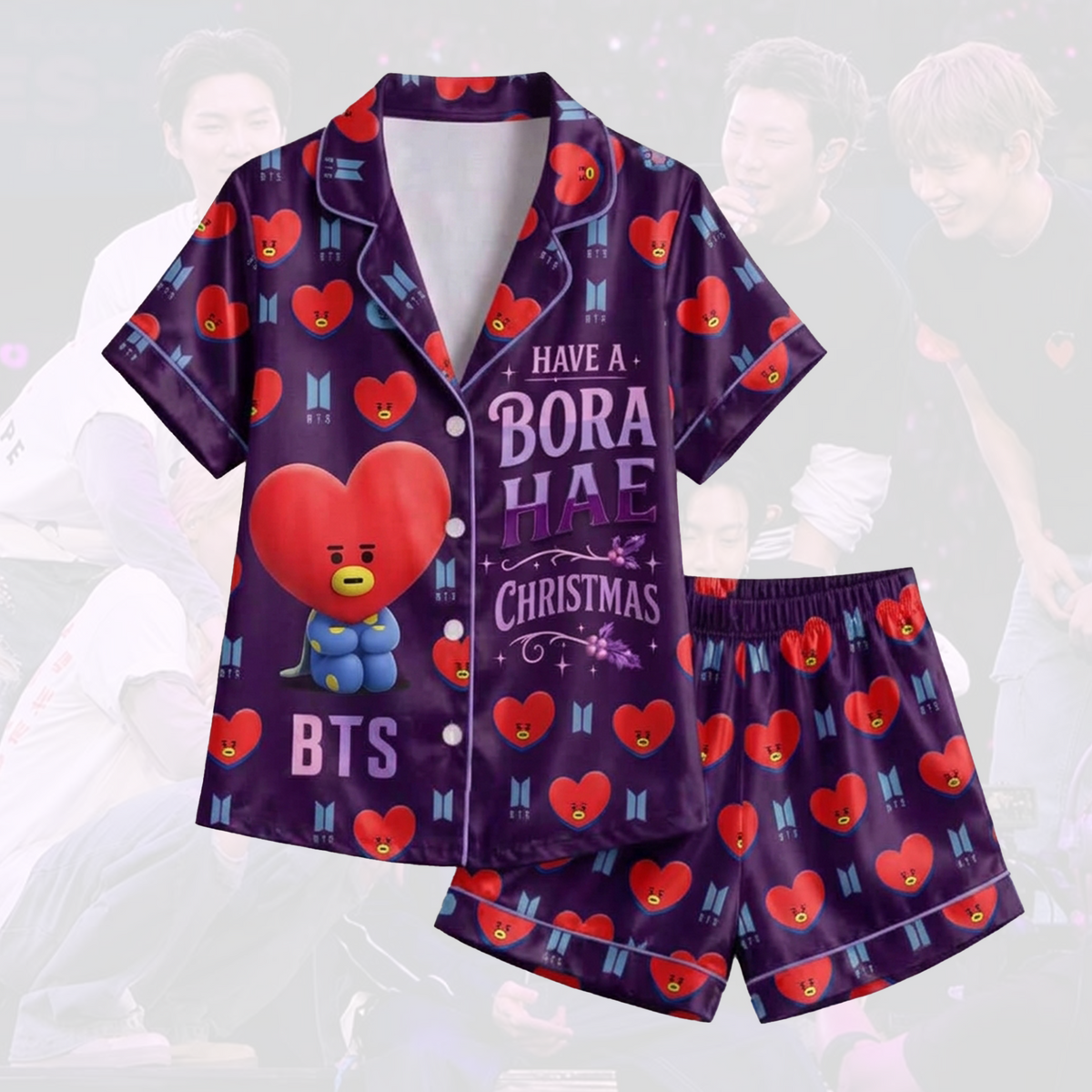 BTS V BT21 Borahae Christmas Cute Pajama Set