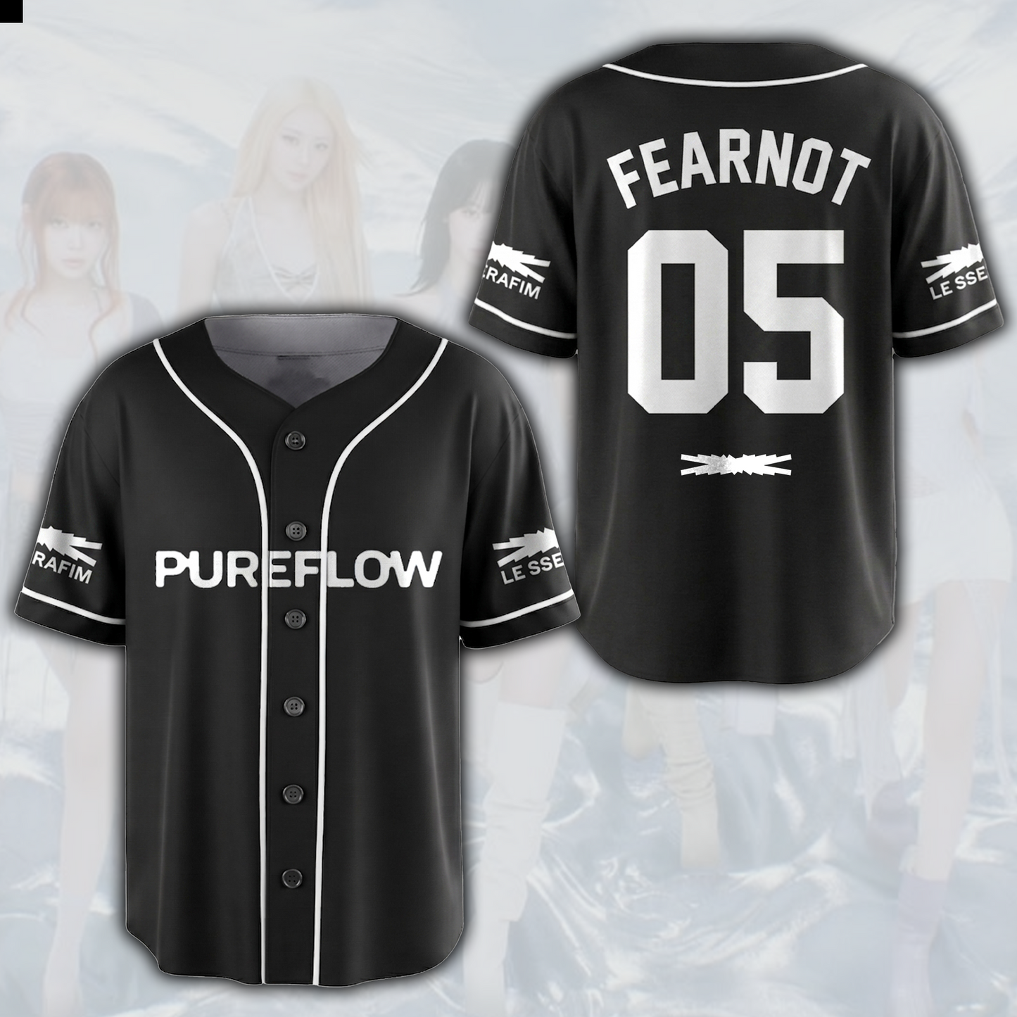 Pureflow World Tour Le Sserafim Black Baseball Jersey Gift For Fans