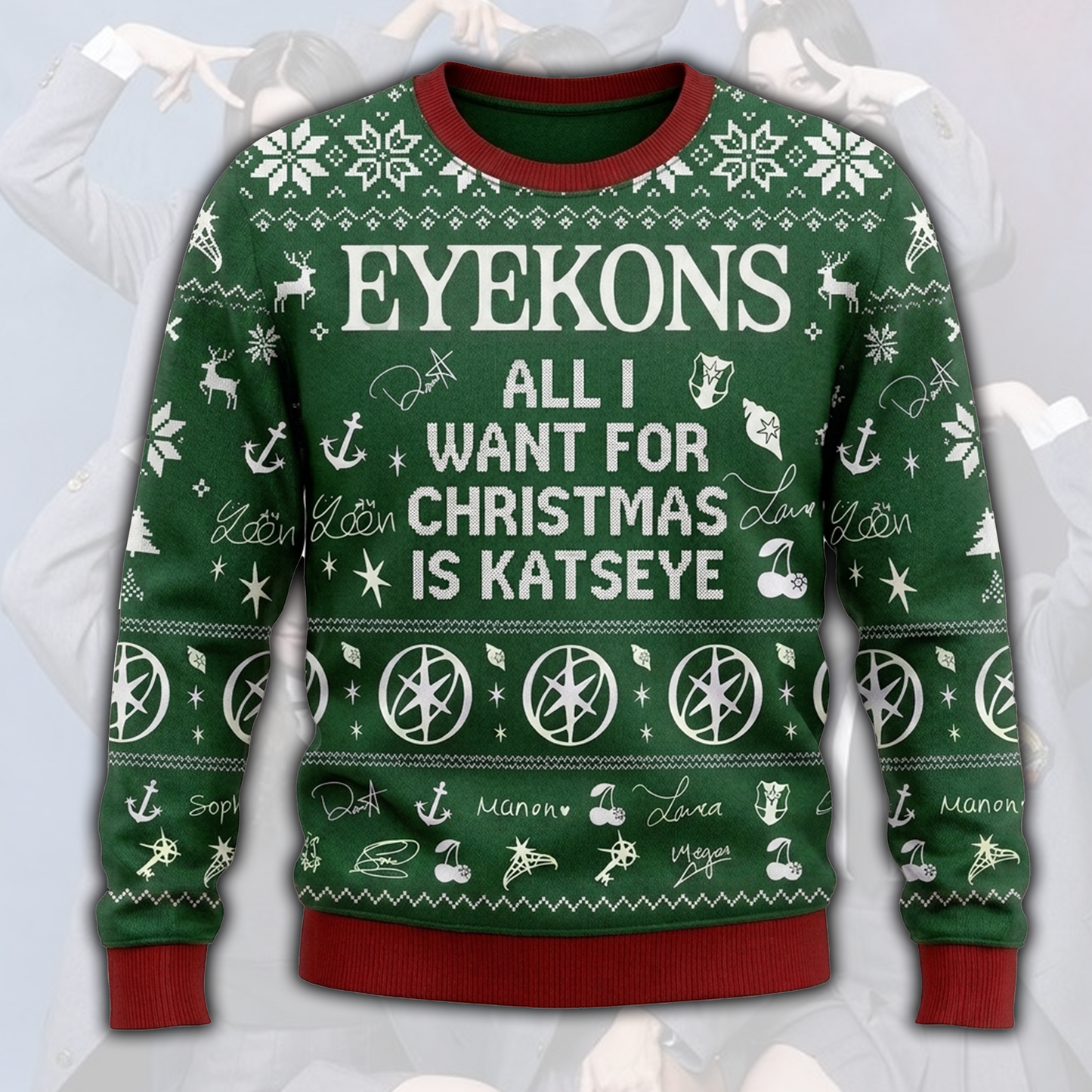 Evergreen Katseye Ugly Christmas Sweater Gift For Fans