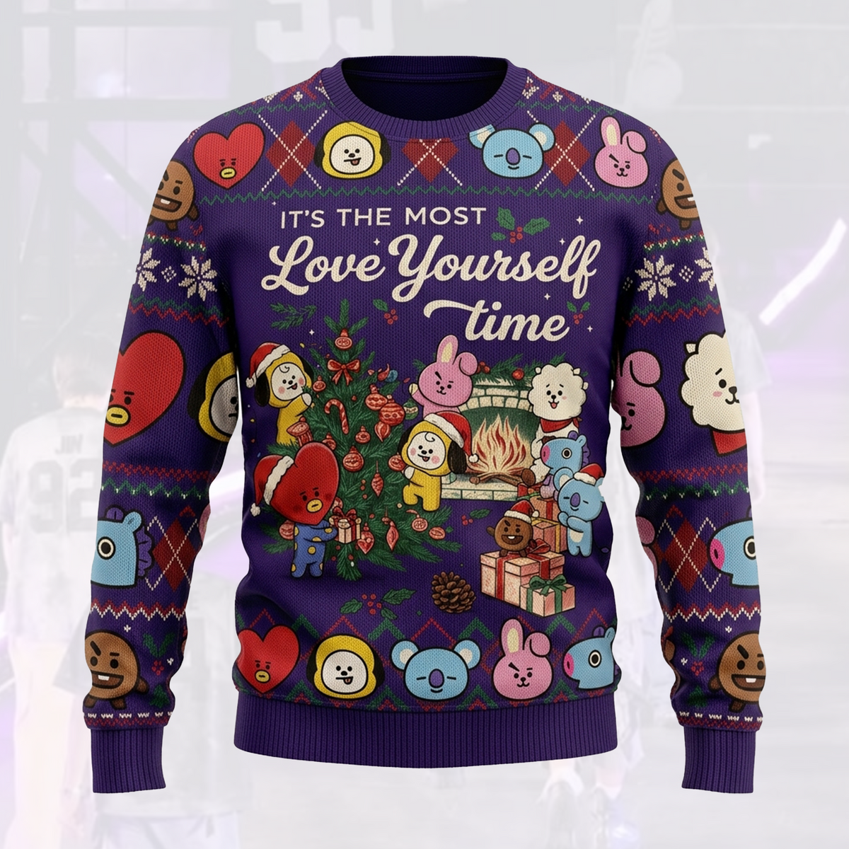 It The Most Love Yourself Time BTS Purple Ugly Sweater Gift For Fans