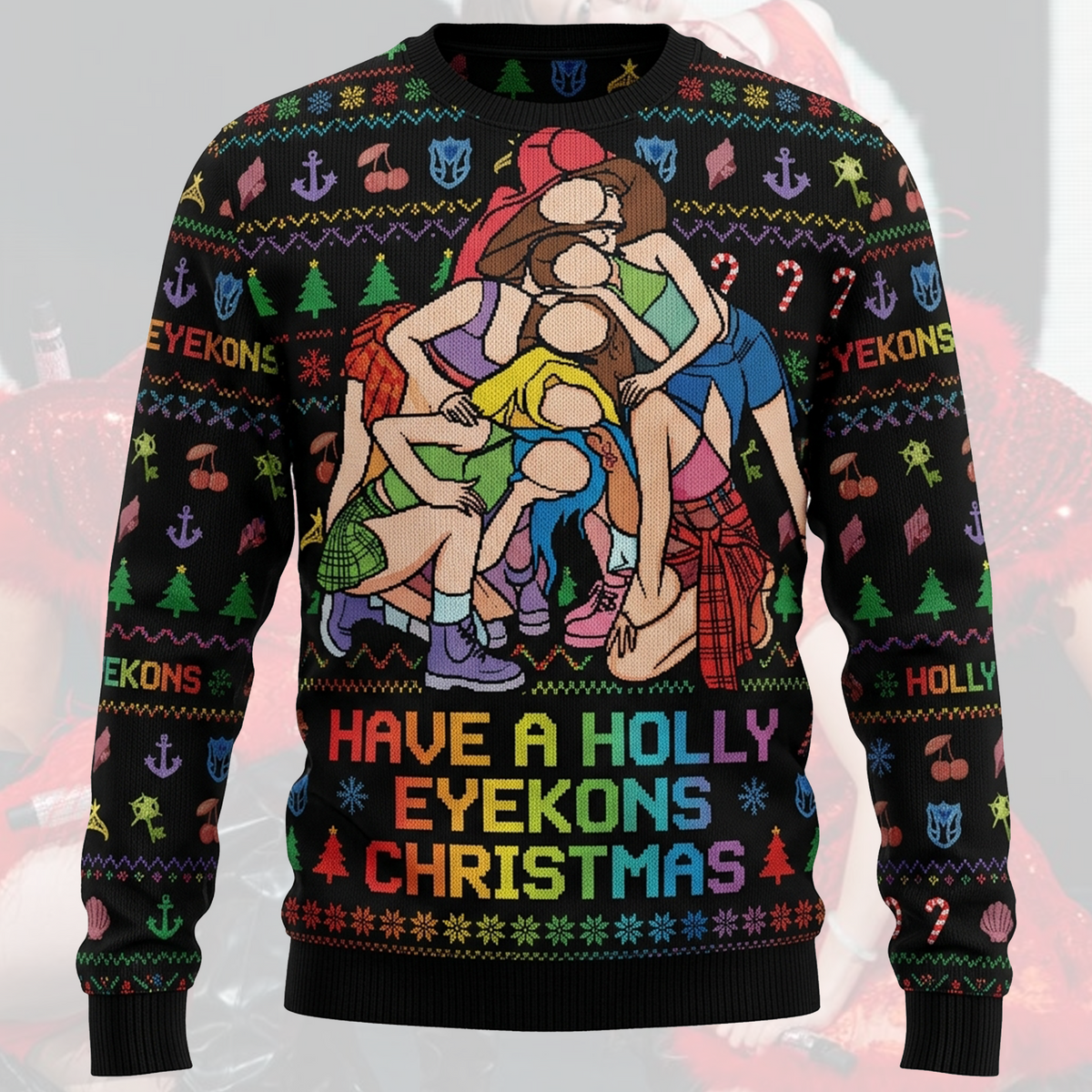 Colorful Katseye Have A Holly Eyekons Ugly Christmas Sweater Fan Gifts