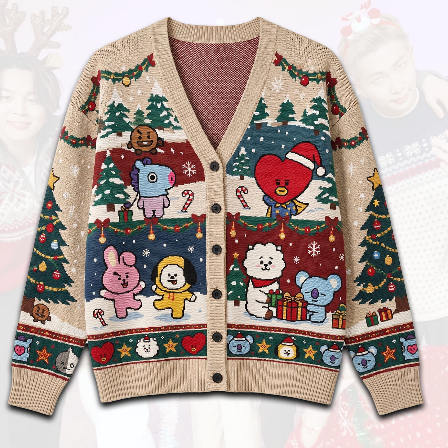 Adorable BT21 BTS Characters Christmas Cardigan Army Gifts