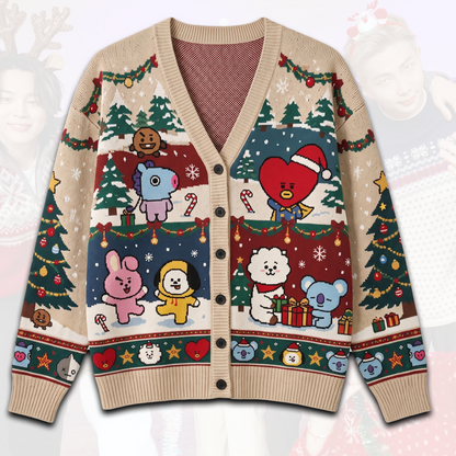 Adorable BT21 BTS Characters Christmas Cardigan Army Gifts