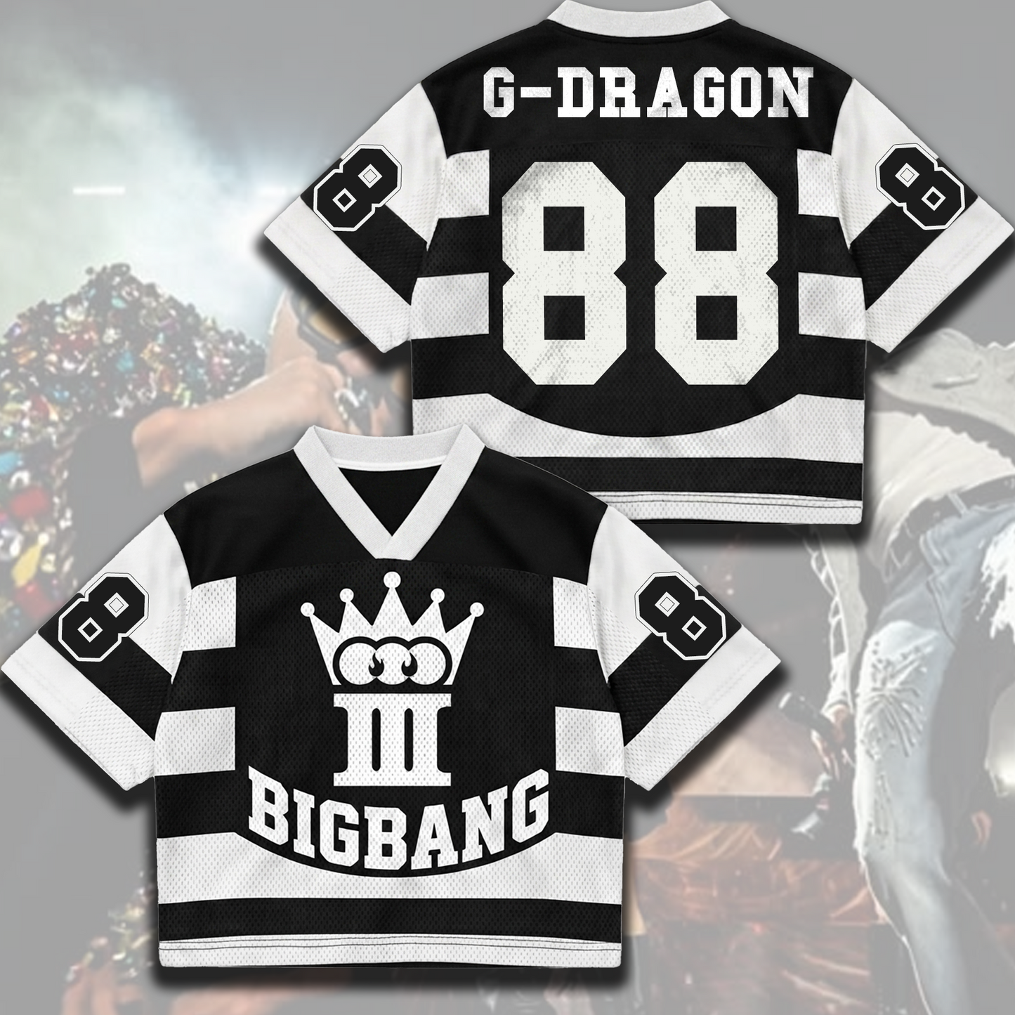 Bigbang Cosmos Tour Striped Mixed Mesh Jersey Biiig Album Outfit Gift for Fans