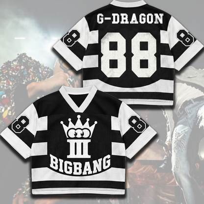 Bigbang Cosmos Tour Striped Mixed Mesh Jersey Biiig Album Outfit Gift for Fans