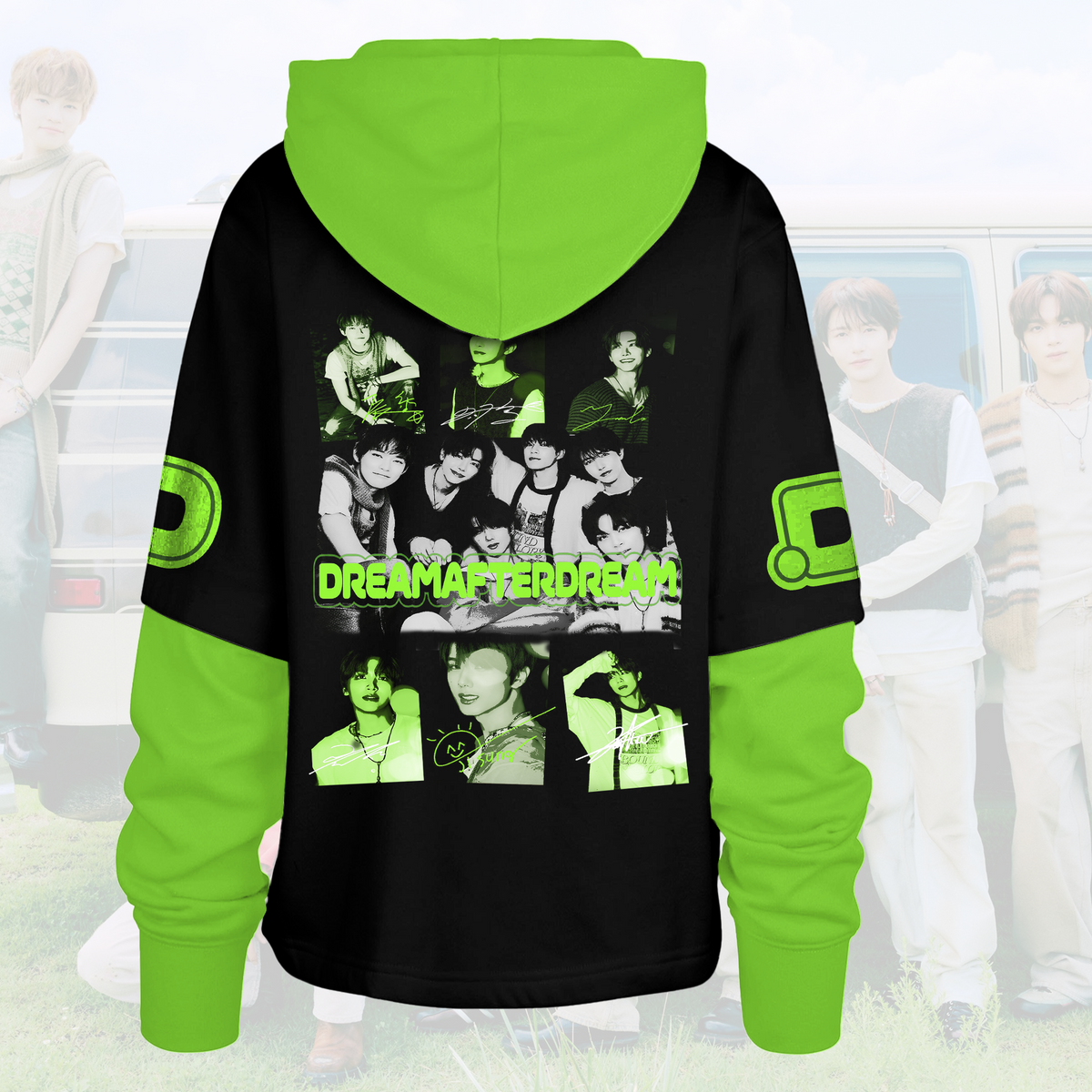 NCT 127 Blingy Full-Group niedliches Cartoon-Maskottchen Doodle Shortstop Kapuzenpullover Geschenk für Fans