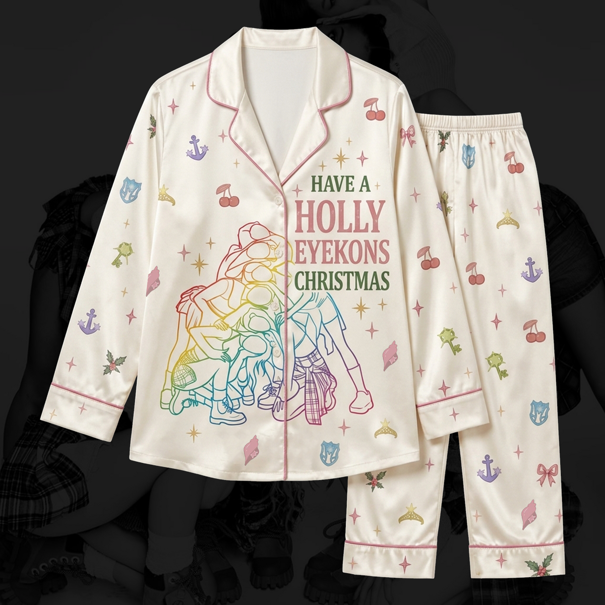 Have A Holly Eyekons Katseye Christmas Pink Pajama Set Gift For Fans