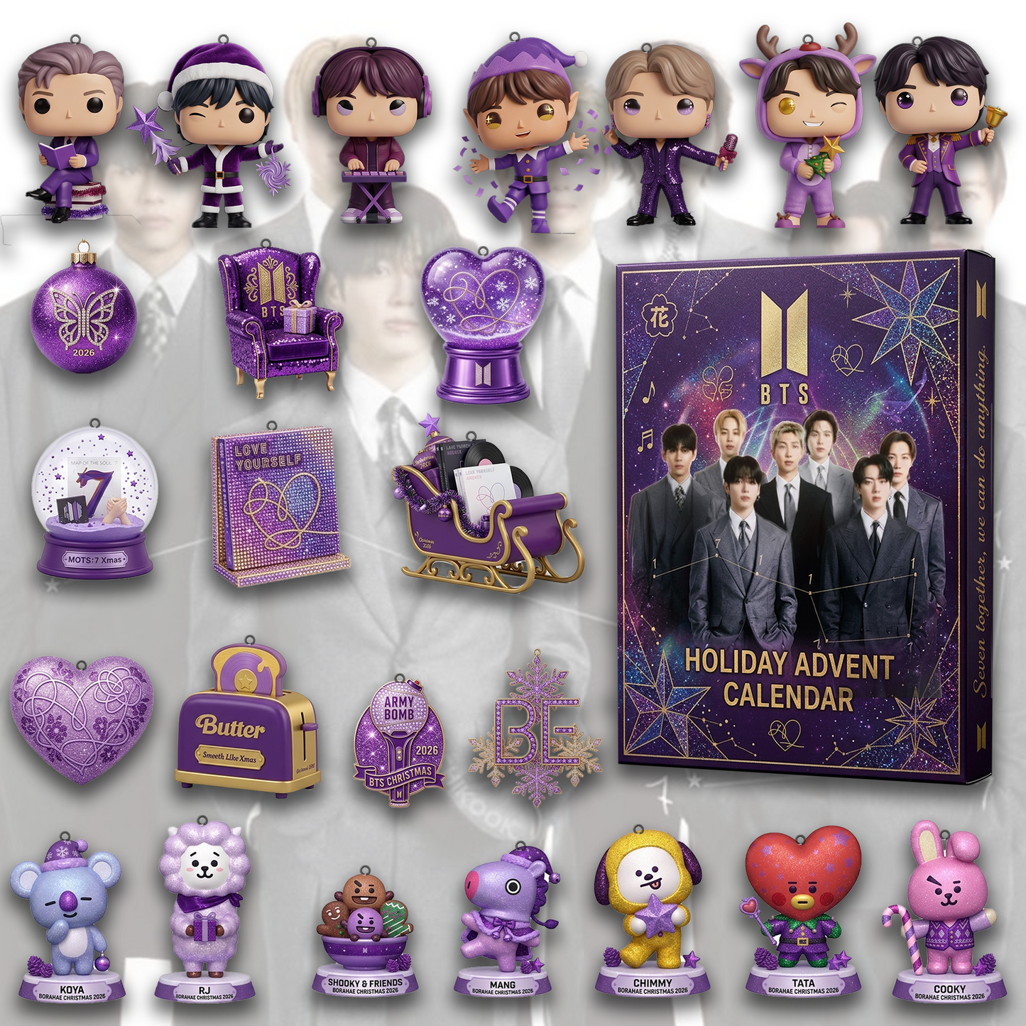 BTS Xmas Borahae Advent Calendar 24 Day Blind Box Bangtan Gift For Army