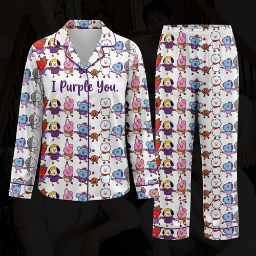 Kawai BT21 I purple You  Christmas Cute Pajama Set