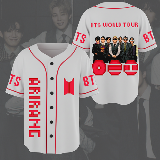 BTS Old Boys Pixel Arirang World Tour Baseball Jersey Gifts For Fans