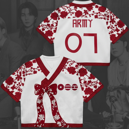 Fire Blossom Arirang Tour BTS Hanbok Style Mixed Mesh Jersey Gifts For Lovers