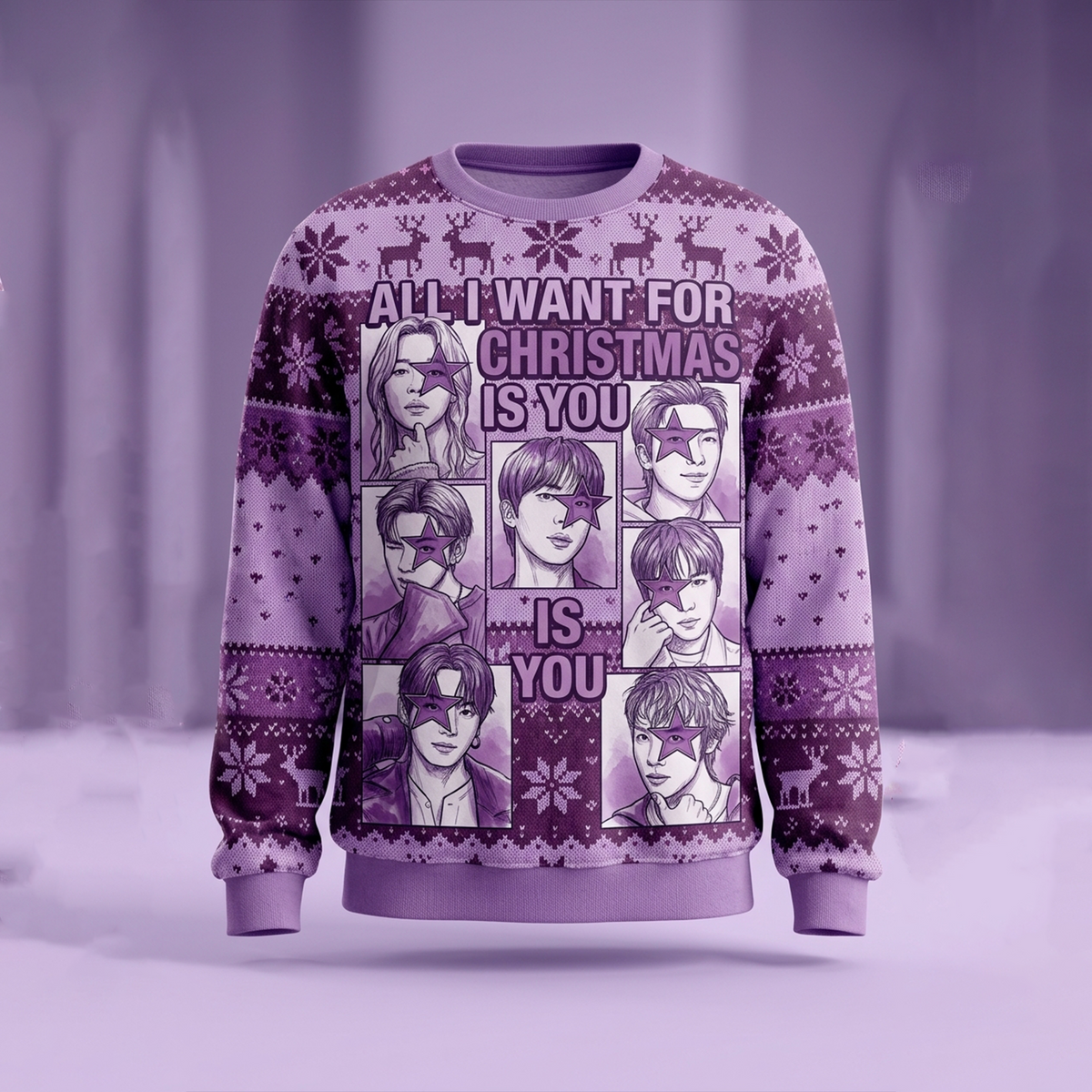 All I Want for Christmas Is You Ugly Sweater Purple Holiday Gift For Army