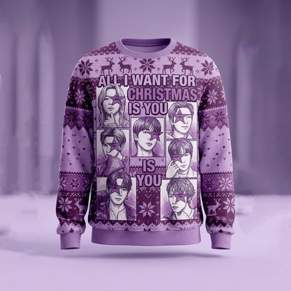 All I Want for Christmas Is You Ugly Sweater Purple Holiday Gift For Army