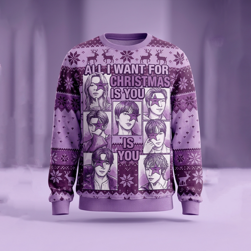All I Want for Christmas Is You Ugly Sweater Purple Holiday Gift For Army