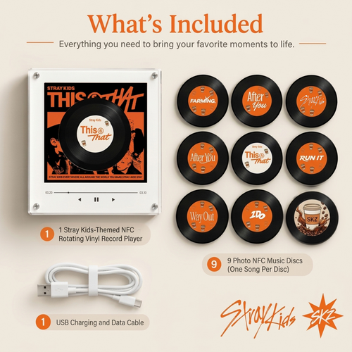 Stray Kids THis That Album NFC Music Fridge Magnet Kpop Vinyl Record Player Display, Stay Stray Kids Fan Gift Music Lover Collectible