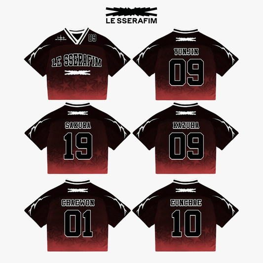 Le Sserafim Mixed Mesh Jersey Football Ver 2 Red Black
