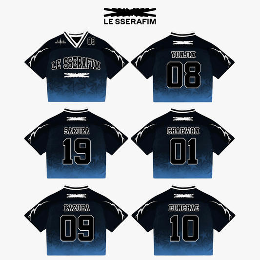 Le Sserafim Mixed Mesh Jersey Football Ver Black Blue