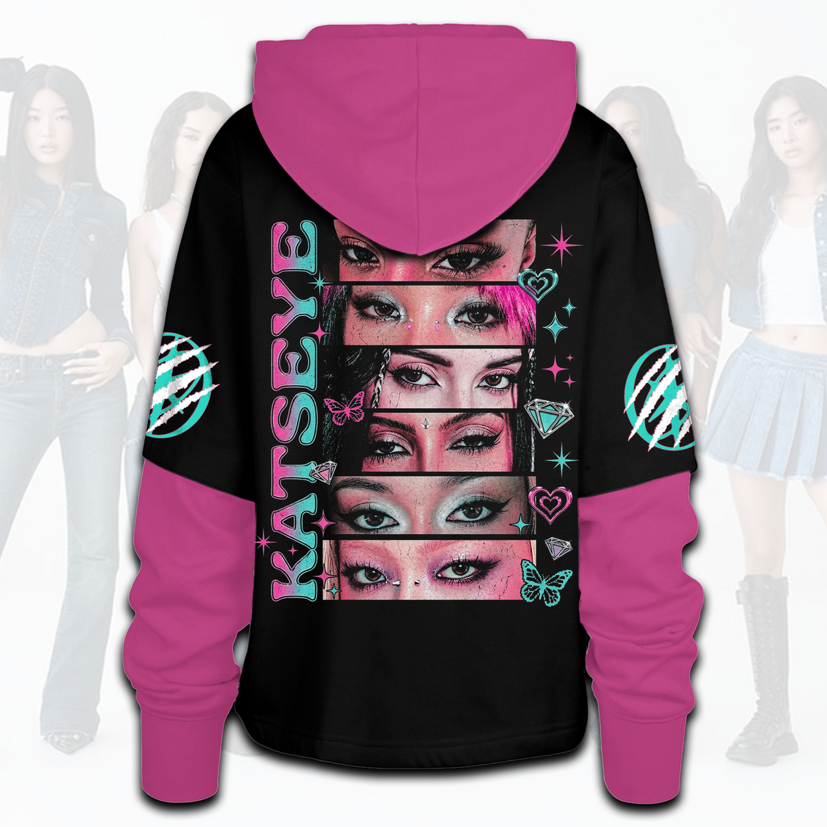 Katseye The Wildworld Tour Eyes To Eyes Aesthetic Shortstop Hoodie For Eyekons