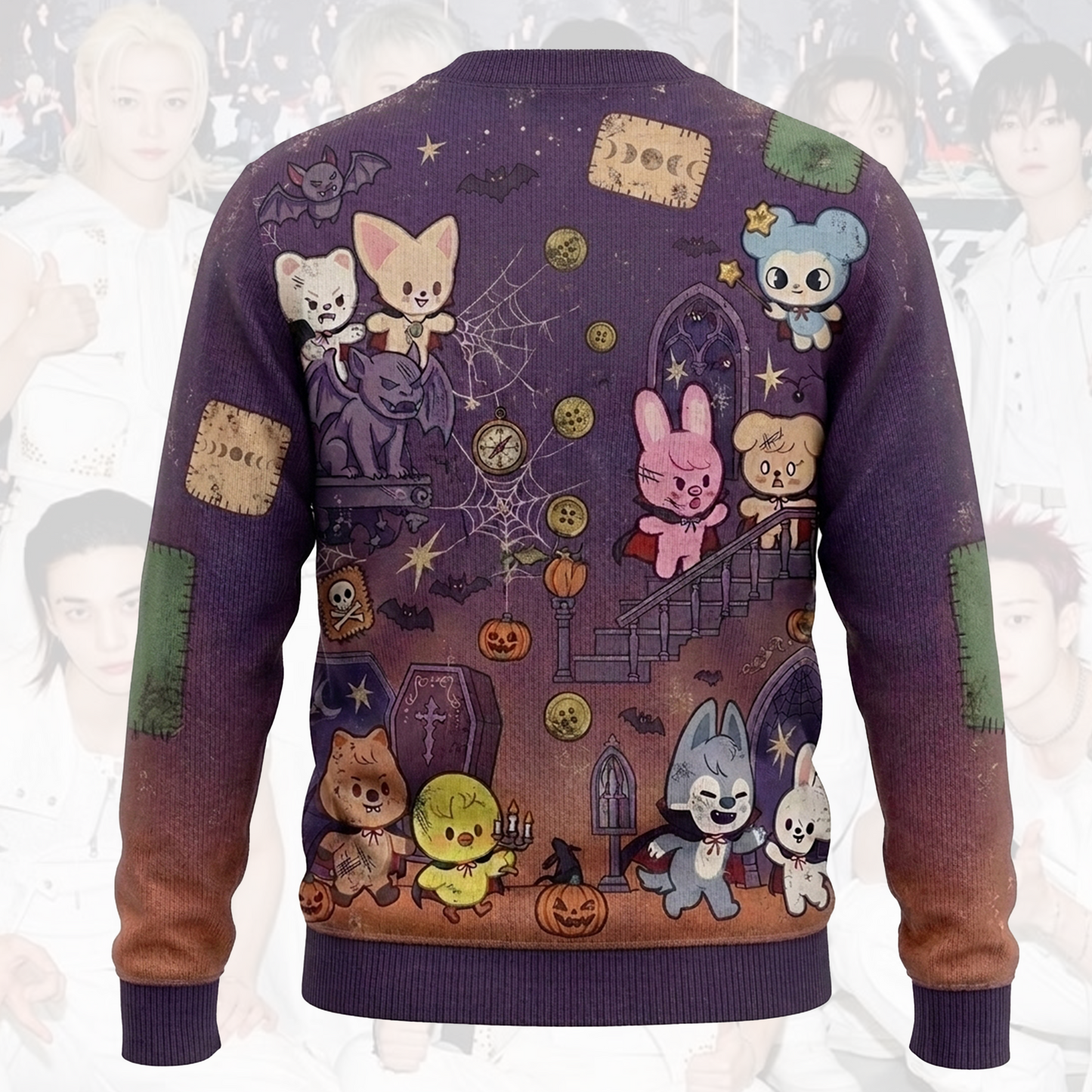 Distressed SKZOO Haunted Mansion Halloween Cardigan Gift For Stay