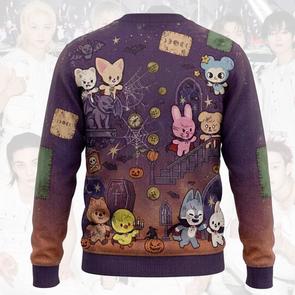 Distressed SKZOO Haunted Mansion Halloween Cardigan Gift For Stay