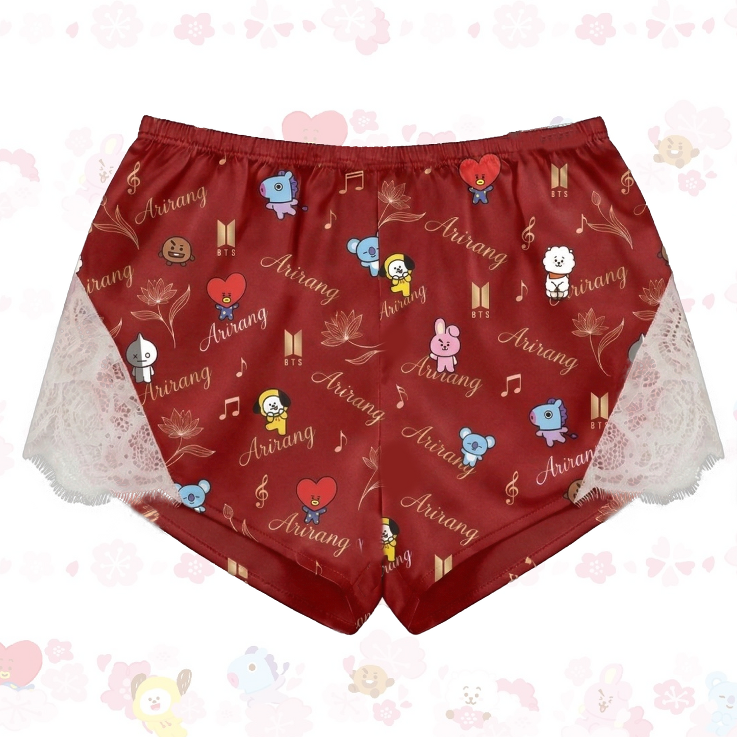 Bt21 Midnight Crimson  Arirang Lace Cami Sleepwear Gift For Fans