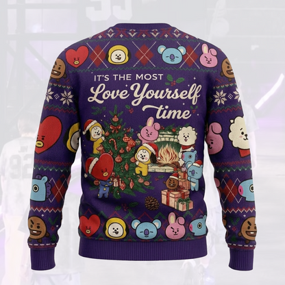 It The Most Love Yourself Time BTS Purple Ugly Sweater Gift For Fans