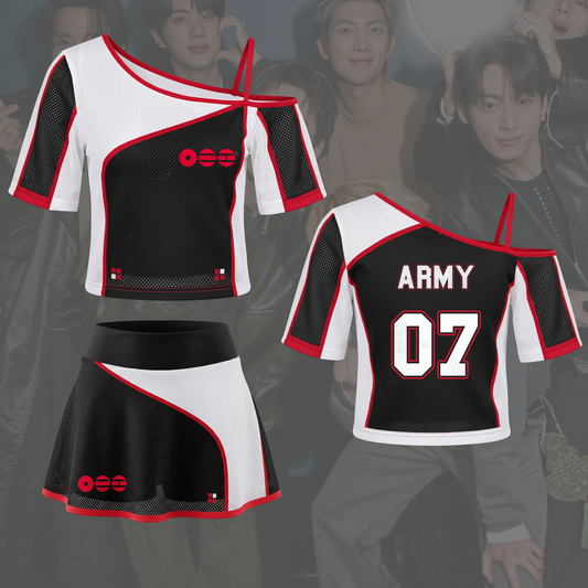 Sporty BTS Arirang World Tour Off Shoulder Mesh Set Gift For Army