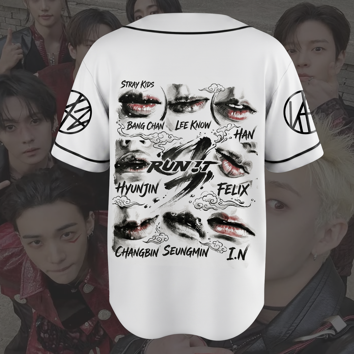 Exhilarating Stray Kids Run It World Tour Baseball Jersey Lips Gift for Fan