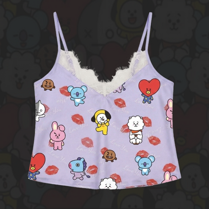 BTS Love You Lips Lace Cami Sleepwear Gift For Girlfriends