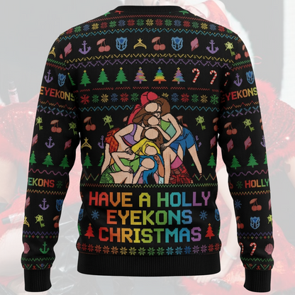 Colorful Katseye Have A Holly Eyekons Ugly Christmas Sweater Fan Gifts